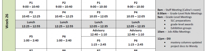 week 26 schedule
