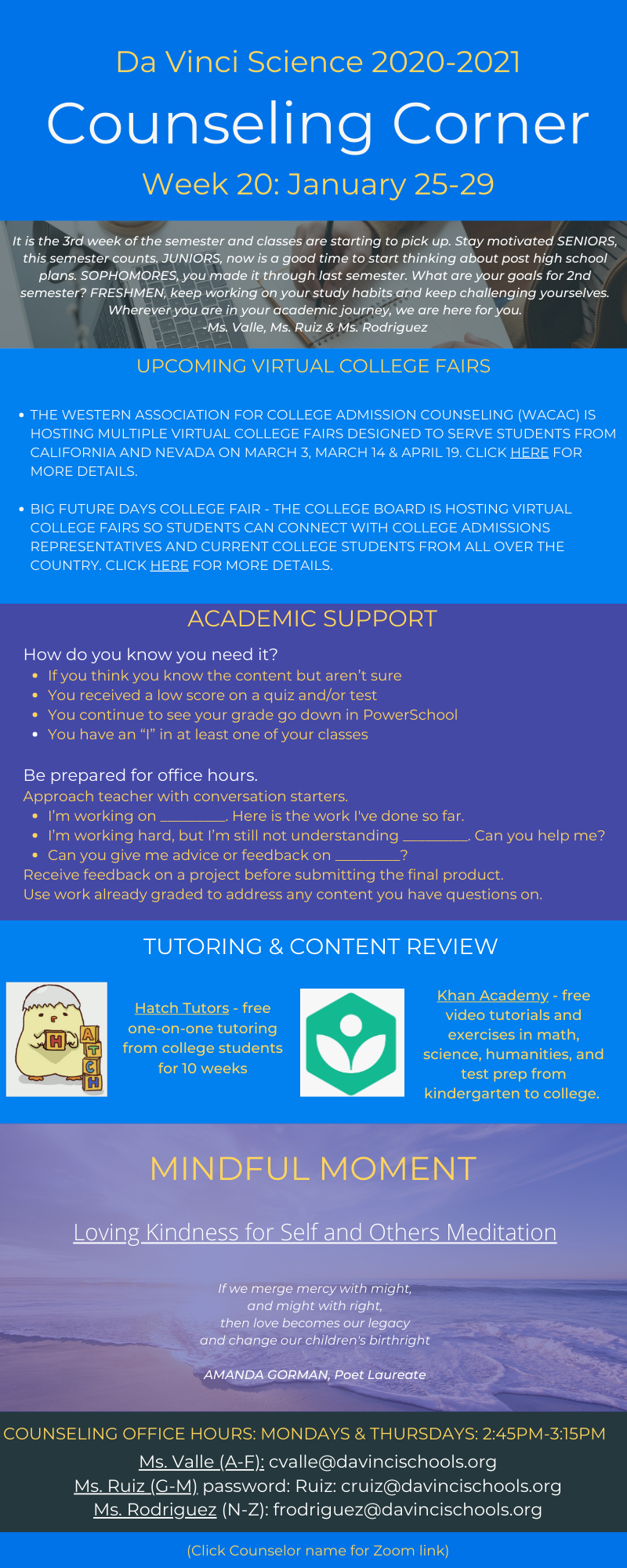 Counseling Corner Da Vinci Science