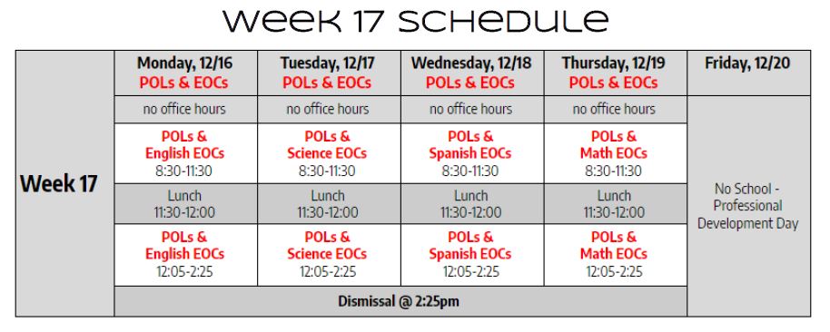 Week 17 is POL & EOC Week!