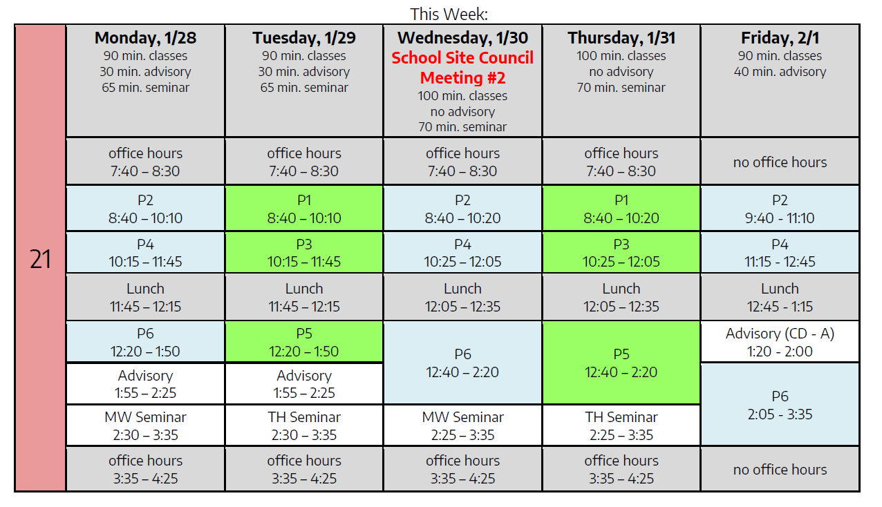 Week 21 Schedule Da Vinci Science