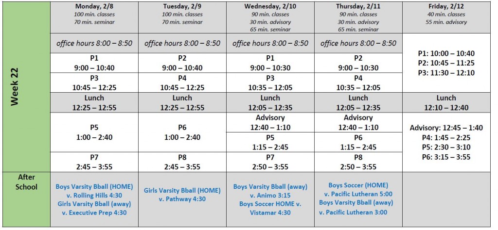 Week 22 Schedule | Da Vinci Science Week 22 Schedule | Da Vinci Science