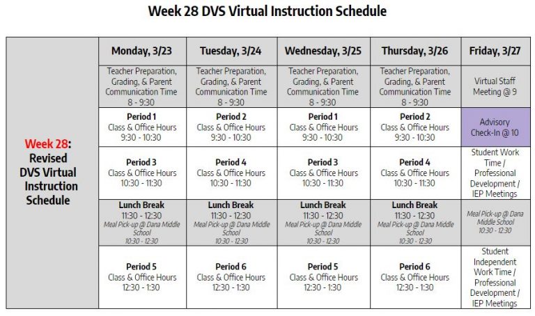 DVS Week 28 Schedule (Virtual Instruction) | Da Vinci Science